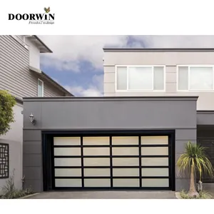 Remote Control Aluminum Frame Glass Full View Garage Door With Modern Style