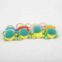 Porte-clés en crochet style dessin animé 3D, tortue en peluche, breloque mignonne pour sac, pendentif porte-clés