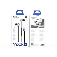 YTL21 Kabel Terjalin Tipe-C Headphone In-Ear Digital Decoding In-line dengan Mikrofon, Bass Stereo, Kontrol Olahraga, Bahan TPE