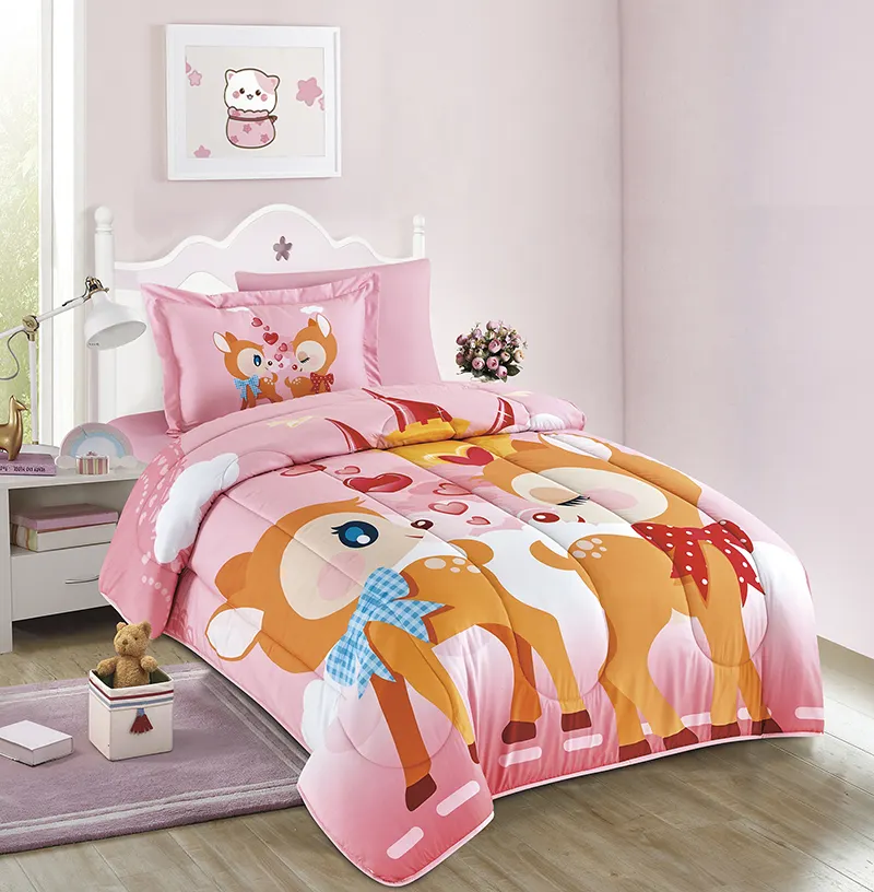 Karikatür baskılı nevresim yatak örtüsü seti çin nevresim takımı tam boy çocuk sevimli yatak yorgan yatak örtüsü seti
