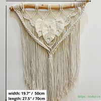 Décoration murale moderne en macramé OEM avec feuille, en cordon tressé 100% coton, pour l'aménagement intérieur, Anniversaire Vietnam