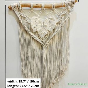 Macramé Decorativo Moderno para Colgar en la Pared con Diseño de Hojas, Hecho con Cordón Trenzado para Decoración del Hogar, de Vietnam - Product Image 3