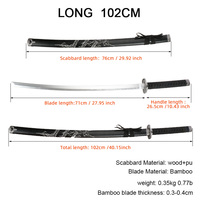 Ensemble de 3 pièces personnalisable OEM, katana en bois décoratif avec motif de dragon, épée en bois jouet, épée de samouraï pour la vente en gros