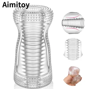 Aimitoy Portable Pocket Pussy Stroker with Vagina Textured Penis TPE Masturbation Sleeve for Males Male Masturbator Sex Toys