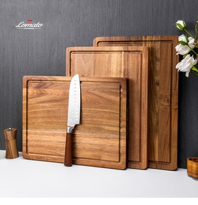 <span class=keywords><strong>Planche</strong></span> à découper en bois d'acacia épaisse, carrée, double face, de qualité alimentaire, en gros, avec évier - Product Image 1