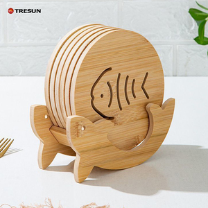 แผ่นรองแก้วไม้ไผ่หรูหรา ทรงกลม แบบกำหนดเอง 6 ชิ้น พร้อมที่วาง - Product Image 2