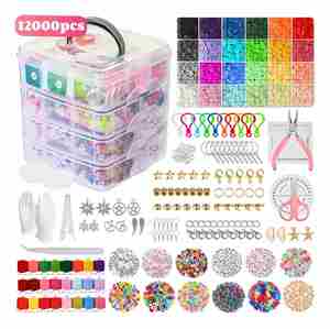 Kit de fabrication de bijoux DIY 3 couches : boîte à bijoux, perles, colliers, bracelets, boucles d'oreilles, breloques, porte-clés - Product Image 5