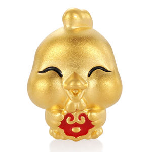 Zodiac Series High-End Luxury 24K Solid Gold Chicken Bracelet Accesorios con cuentas tallados en oro real - Product Image 1