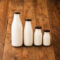 Bouteilles en verre transparent en gros, haute performance, spécifications de taille pour lait, yaourt et boissons, canettes à fruits
