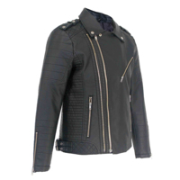 Blouson en cuir noir pour hommes, grande taille, pour moto, PU, agneau, bombardier, fermeture éclair
