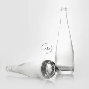 Botella de agua de vidrio grueso Bebidas infundidas Botella de agua de vidrio de fruta con tapa Tapa de madera Muestra gratis 375ml 500ml
