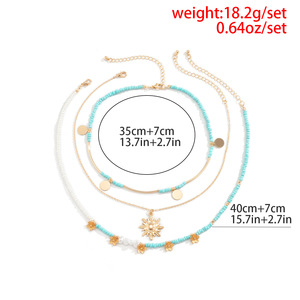 2023 חדש הגעה תכשיטים אורז פרל נצנצים ציצית חמניות תליון בציר צווארון קולר היפ הופ פנינת זהב שרשרת - Product Image 6