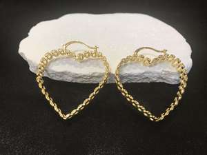 Maßgefertigter Edelstahl 50mm Herz-Rahmen 18K Vergoldeter Ohrring Rollie Zarter Schmuck für Frauen Geschenk - Product Image 2