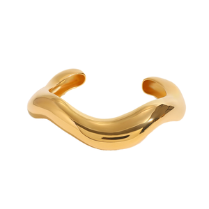 ARETAS 2024, conjunto de anillo de pulsera de piedras de perlas de diamante chapado en oro de acero inoxidable para mujer, brazaletes de moda minimalista al por mayor - Product Image 1