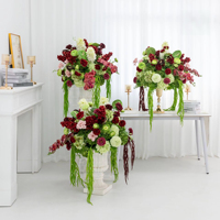 Bouquet de roses rouges artificielles en soie, fleurs d'hortensia durables et luxueuses, respectueuses de l'environnement, pour table de mariage