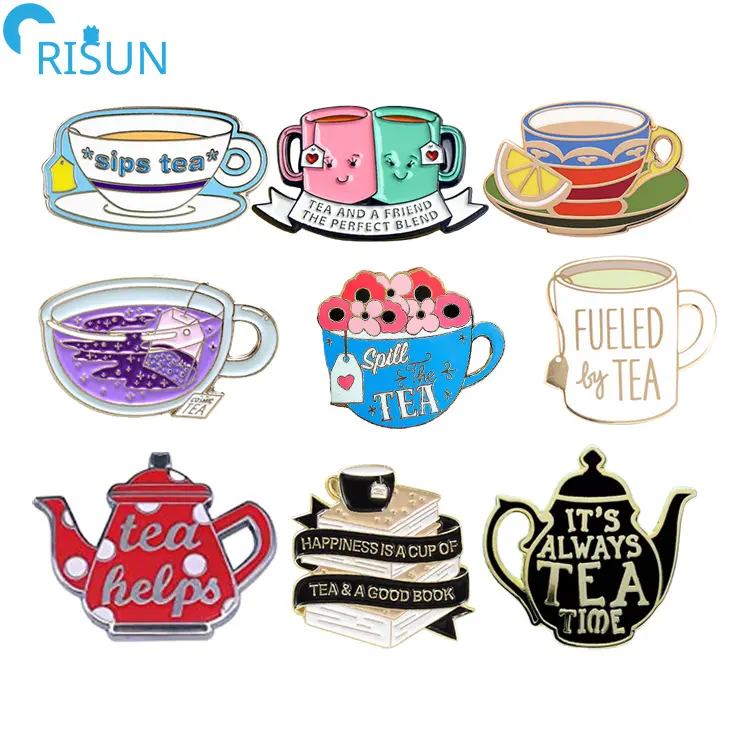 Fabricant personnalisé tasse Sips théière à thé en émail épingles à revers Badges broches personnalisé épingle à thé en émail