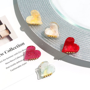 Xinmei acrylique acétate coeur forme <span class=keywords><strong>petite</strong></span> <span class=keywords><strong>pince</strong></span> à griffes Mini pinces à cheveux pour coiffures enfants enfants minuscule mignon amour location <span class=keywords><strong>pince</strong></span> filles - Product Image 2