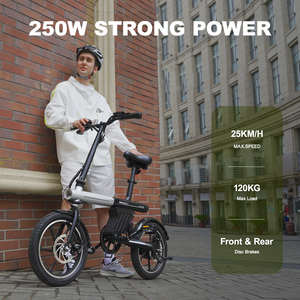 Vélo électrique tout-terrain pliable personnalisable sans balais 25 km/h avec batterie au lithium, suspension intégrale hybride urbaine - Product Image 1