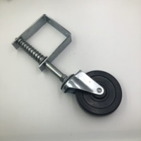 Roue de Support de porte en caoutchouc, 4 pouces, pivotante à ressort, avec clôture