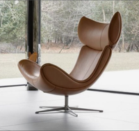 Chaise d'appoint en cuir véritable créative Boconcept Salon Villa Balcon Chaise longue Chaise design