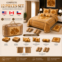 Couverture d'hiver pour l'hiver chaud, 12 pièces, couverture Raschel d'hiver de 10 kg avec rideaux, taies d'oreiller et tapis, taille King