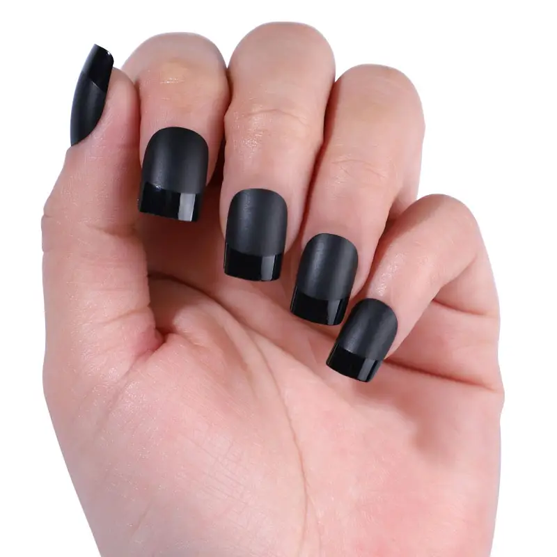 Prodotti professionali per salone di unghie di colore nero di alta qualità punte per unghie francesi naturali ecologiche in ABS per donne