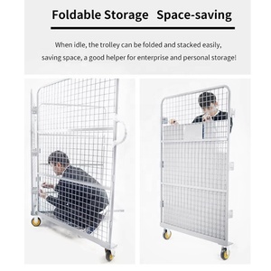 Personnalisation disponible <span class=keywords><strong>Cage</strong></span> de rouleau de fil de stockage en acier pliable robuste voiture à cadre en fer pliable avec roues - Product Image 4