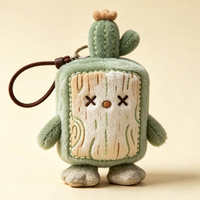 Porte-clés en peluche mignon en forme de bloc de bois de la forêt, pendentif de sac en peluche de dessin animé, cadeau personnalisé