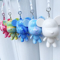 Offre Spéciale – Porte-clés Ours Fluide en Résine Peint à la Main, Artisanat DIY, Jouet Graffiti, Statue, Décoration Maison Tendance et Cartoon