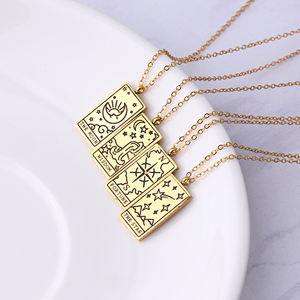 جديد عصري الفولاذ المقاوم للصدأ تميمة التارو سطح السفينة قلادة halskette مخصص الذهب سلسلة قلادة محفورة بطاقة التارو قلادة قلادة - Product Image 3