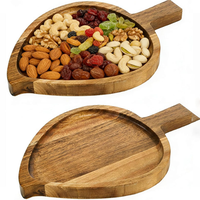 Plateau de service en bois d'acacia, plateau à apéritifs en forme de feuille pour fête, décoration de la maison, mariage, plateau à fromage et à desserts