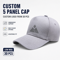 Casquette de baseball personnalisée en gros à 5 panneaux en coton, visière incurvée réglable, logo brodé, unisexe, promotionnelle, style « Dad Hat »