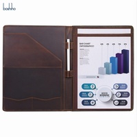 Porte-documents A4 personnalisé haut de gamme en cuir véritable Crazy Horse, couleurs et logo personnalisables, compatible avec bloc-notes juridique