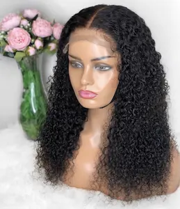 Barato 130% Densidade Real Cabelo Humano Pré Arrancadas Profunda Perucas Encaracoladas Lace Front com Cabelo Do Bebê Qingdao Cabelo Brasileiro Longo Laço Suíço