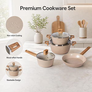 Ensemble de casseroles en aluminium forgé antiadhésif avec revêtement céramique, casseroles, poêles et faitouts <span class=keywords><strong>pour</strong></span> cuisinière à gaz et à <span class=keywords><strong>induction</strong></span> - Product Image 3