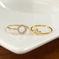 Simple Délicat Romantique Élégant Design Bijoux De Haute Qualité En Acier Inoxydable Or Couleur Cubique Zircone Pavé Cercle Anneau