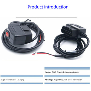 Cavo di Alimentazione OBDII Maschio a Filo Nudo 12V/24V per Installazione Dash <span class=keywords><strong>Cam</strong></span> e Localizzatore GPS a Prezzo di Fabbrica - Product Image 2