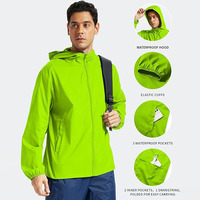 Veste de pluie pour homme en nylon à capuche, imperméable, coupe-vent, anti-déchirure, réutilisable, écologique, pliable, respirante, pour la randonnée et le camping en plein air