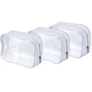 Custom Cheap Travel Size Cosmetic Makeup Cases Zippered Pvc Clear Plastic Toiletry Bags