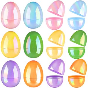 PARTYMENT Regenbogen Metallic Laser Farbige Ostereier für Kinder Oster-Bastelset 6x4cm Hohles Dreh-Öffnungs-Ei - Product Image 1