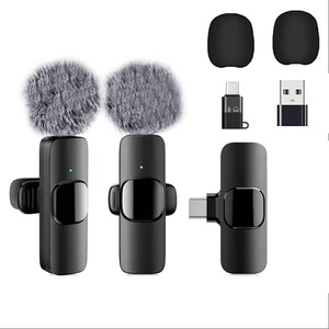 Factory K9 Wireless Stereo Lavalier Micrófono Live Youtb Outdoor <span class=keywords><strong>Mini</strong></span> Noise Tiok Cancelación Lapel Mic - Product Image 5