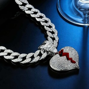 Collar con Colgante de Corazón Roto Estilo Hip Hop para Hombre y Mujer, Diseño de Moda - Product Image 1