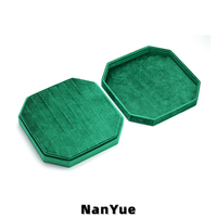 Boîte d'emballage à bijoux en velours, plateau de présentation octogonal pour bijoux, organisateur de bagues, logo personnalisé pour magasin de bijoux, comptoir de vente au détail, vitrine