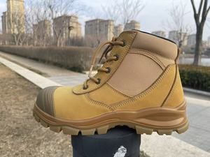 Bottes de sécurité en cuir DSF53 pour hommes, marron, respirantes, avec fermeture éclair, protection des orteils, personnalisation OEM ODM, bottes de sécurité. - Product Image 6