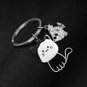 จี้คู่รักรูปแมวและแมวทำจากสเตนเลสอย่างง่าย - Product Image 3