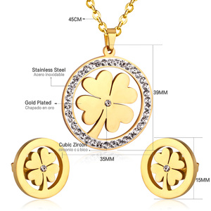 Conjunto <span class=keywords><strong>de</strong></span> Joyería Fina <span class=keywords><strong>de</strong></span> Moda para Uso Diario, Chapado en Oro <span class=keywords><strong>de</strong></span> 18k, Cristal Australiano, Trébol <span class=keywords><strong>de</strong></span> Cuatro Hojas, Marca Famosa - Product Image 5