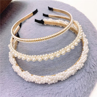 Npsp — bandeau avec perles de haute qualité fait à la main, avec nœud en diamant, accessoire de cheveux pour filles