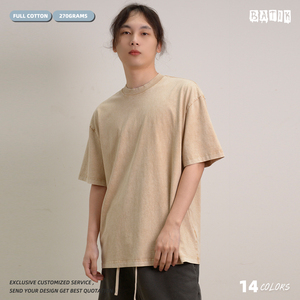 T-shirt personnalisé avec logo, effet délavé, 100% coton, unisexe, respirant, surdimensionné, style vintage - Product Image 3