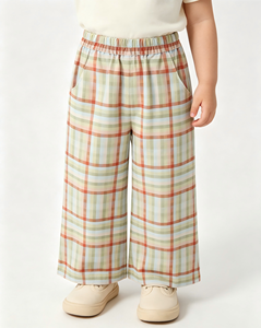 Pantalon décontracté pour filles, personnalisé, en bambou respirant, avec cordon de serrage à la taille, imprimé à carreaux roses, pantalon de détente - Product Image 2