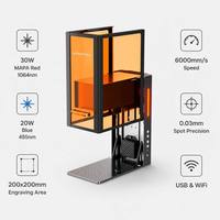 Grabador Láser de Diodo de 30W, Máquina Láser Dual Azul de 20W CNC para Metal, Plástico, Madera y Cuero con Soporte de IA